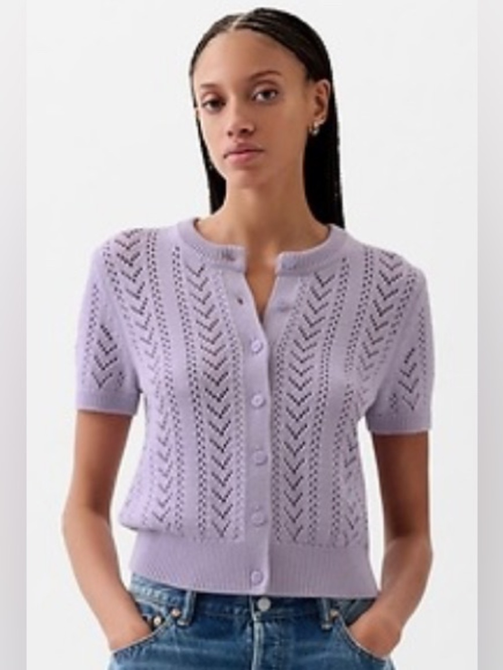 NWOT Gap 100% Cotton Pointelle Short Sleeve Cardigan